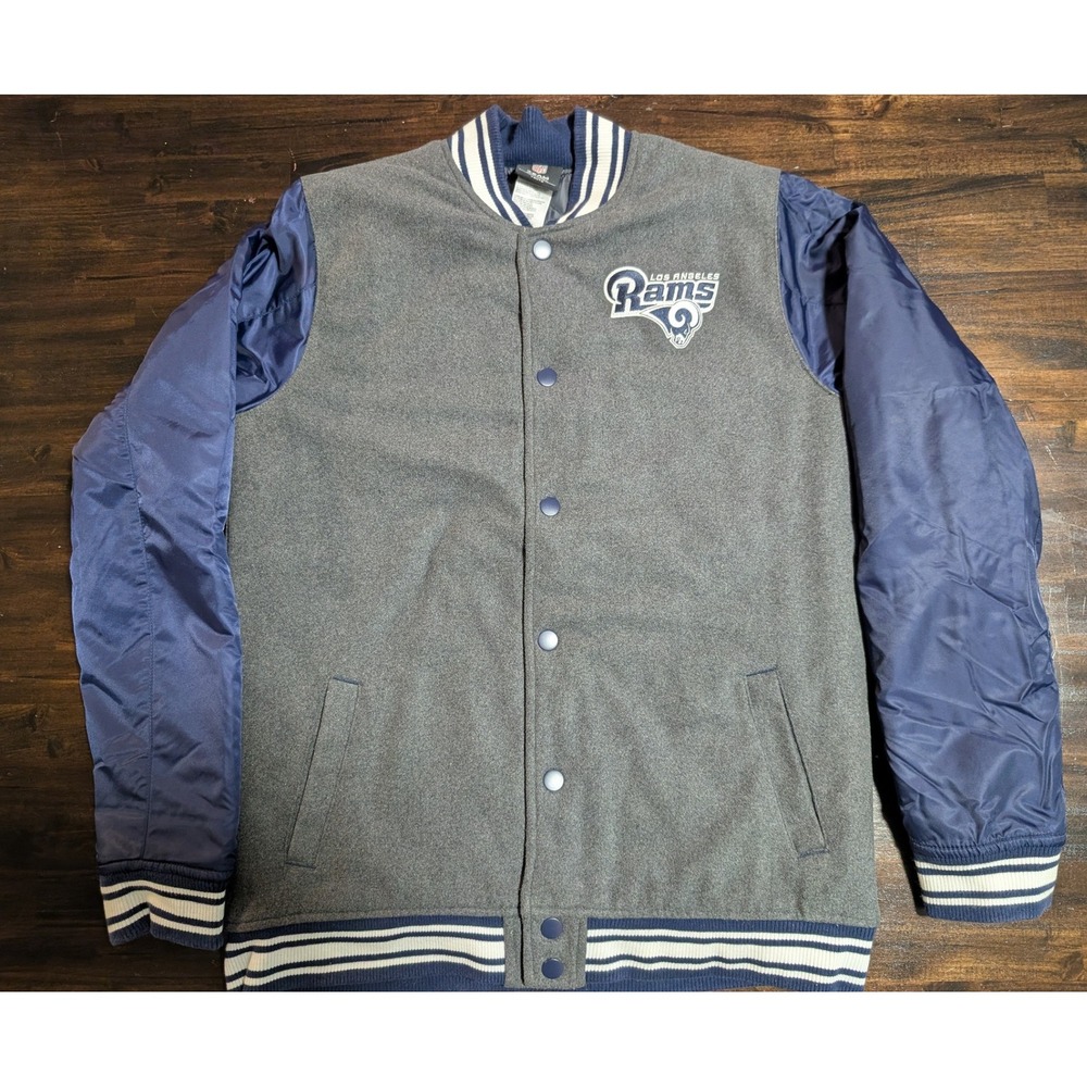 NFL Team Apparel Los Angeles Rams Varsity Letterman Jacket Youth Kids XL Snap